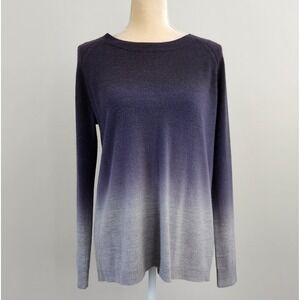 BB DAKOTA Size Small Long Sleeve Blue Ombre Oversized Split-Back Pull-On Sweater